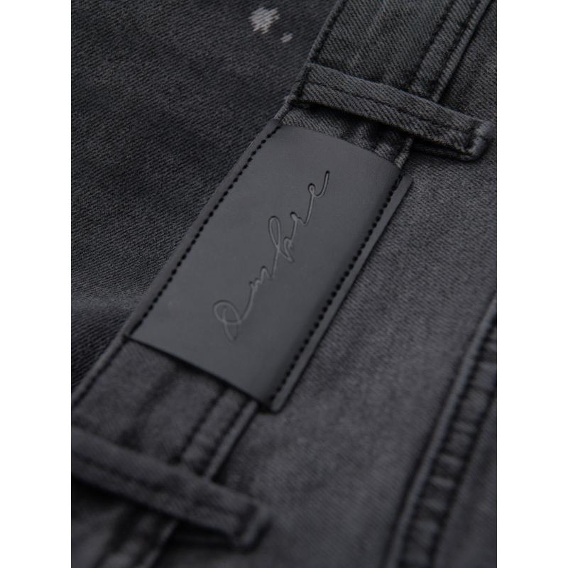 Pánske krátke džínsové šortky s ošúchanými a vyhrnutými nohavicami – šedé V3 OM-SRDS-0186