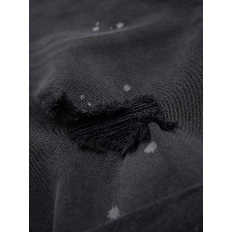 Pánske krátke džínsové šortky s ošúchanými a vyhrnutými nohavicami – šedé V3 OM-SRDS-0186