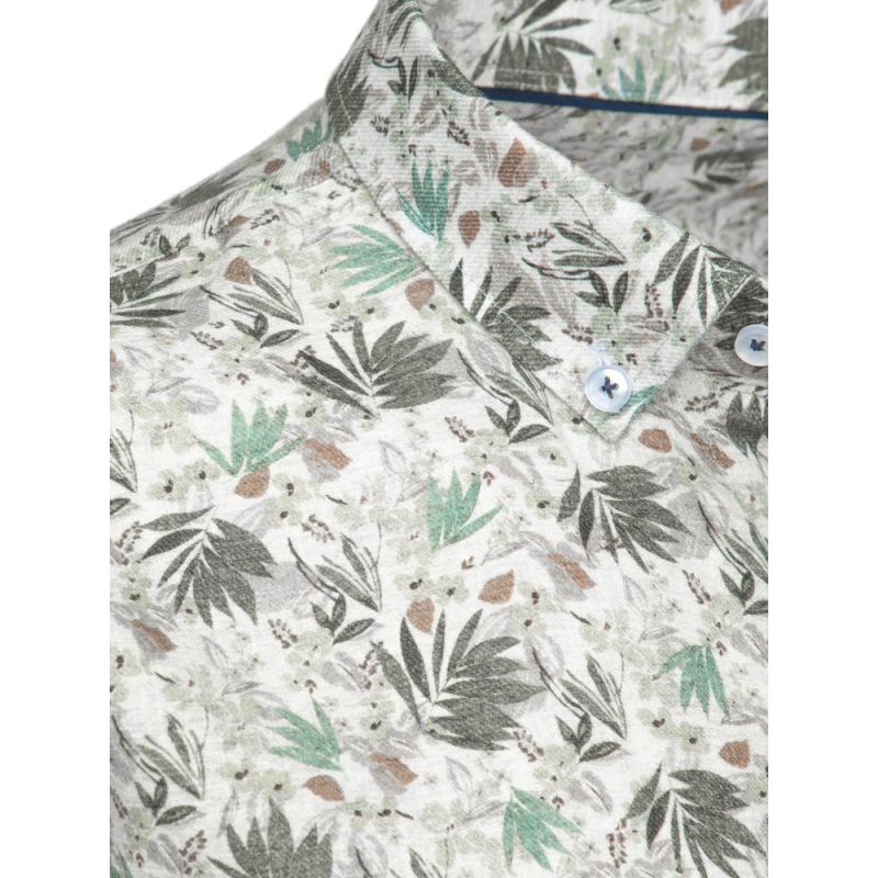 Pánská košile s květinovým vzorem, bílá