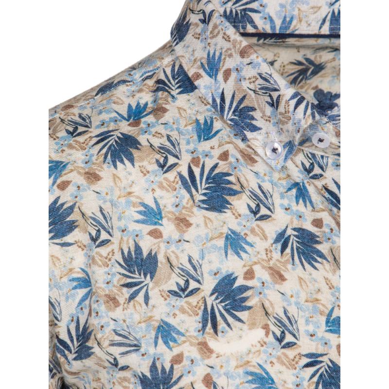 Pánská košile s květinovým vzorem, bílá