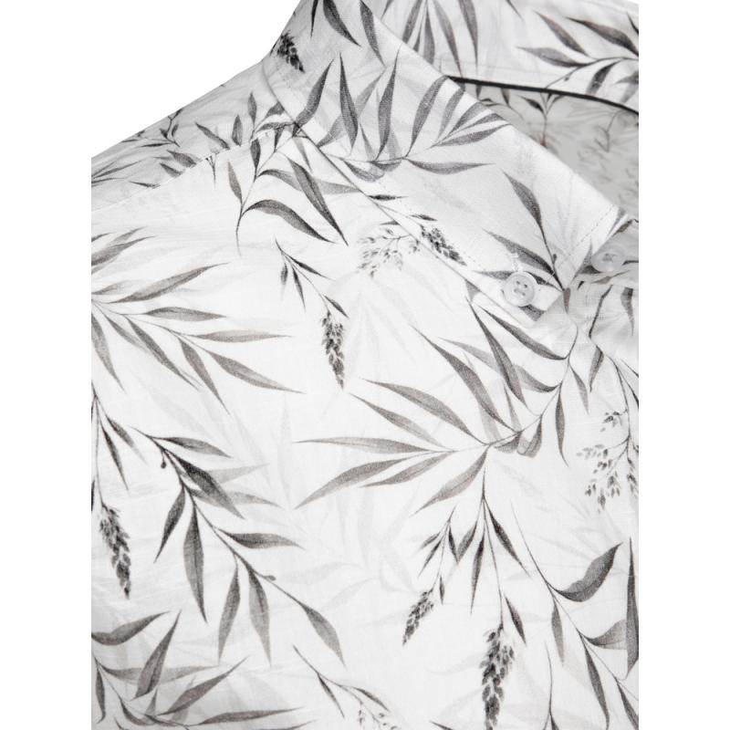 Pánská košile s listovým vzorem, bílá