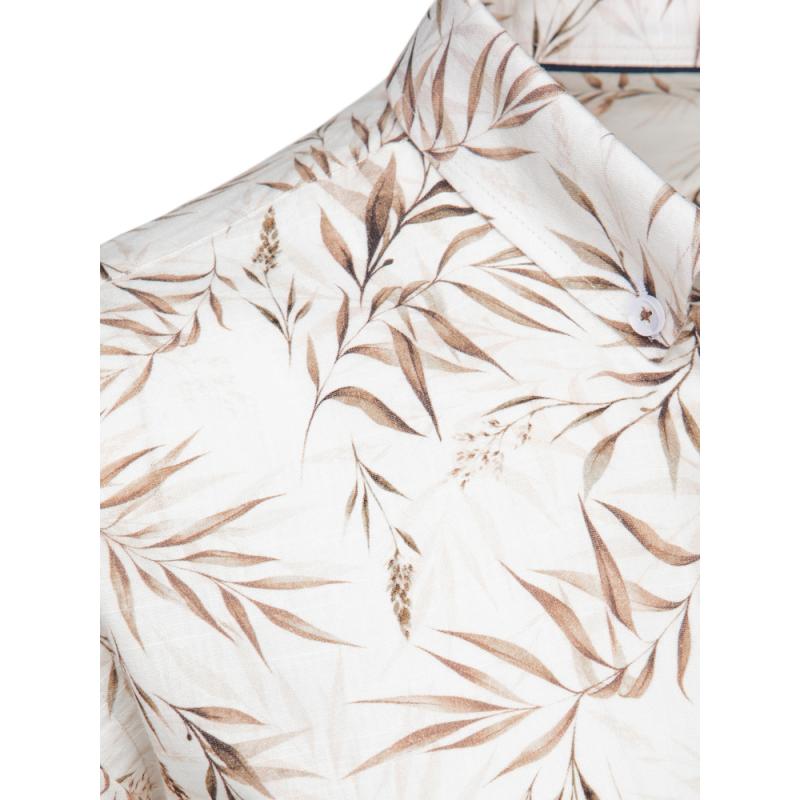 Pánská košile s listovým vzorem, bílá