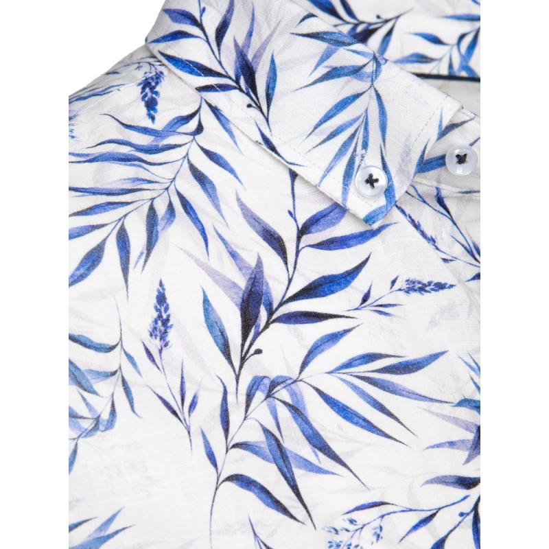 Pánská košile s listovým vzorem, bílá