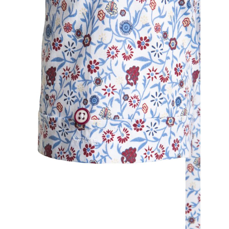 Pánska košeľa s vzormi slim s krátkym rukávom biela