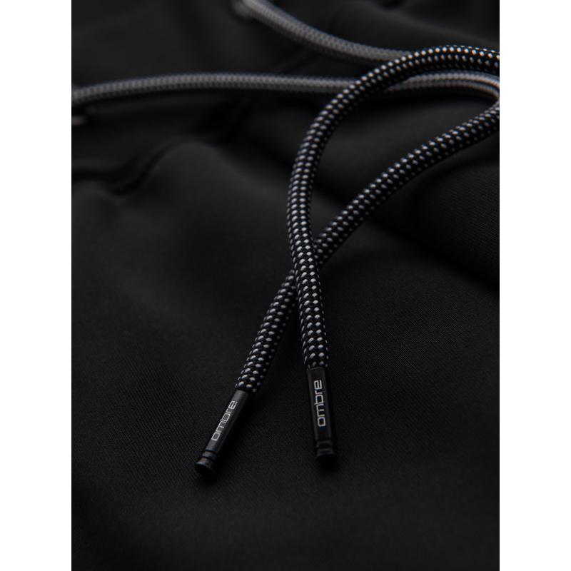 Férfi melegítő nadrág bordás mandzsettával és díszítő cipzárral - homok V6 OM-PASK-0226