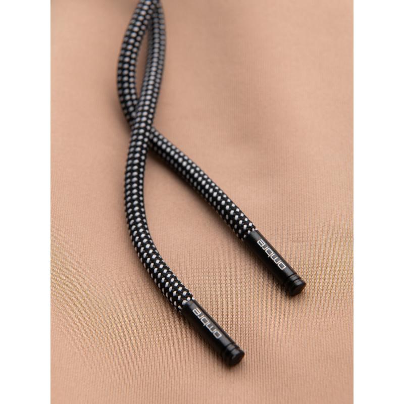 Férfi melegítőnadrág bordás szegélyű és díszes cipzárral - homok V6 OM-PASK-0226