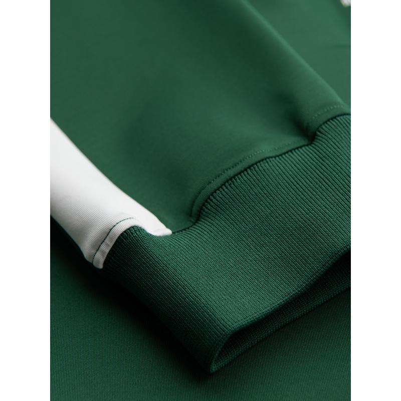 Pánske tepláky s rebrovanými manžetami a ozdobným zipsom - pieskové V6 OM-PASK-0226