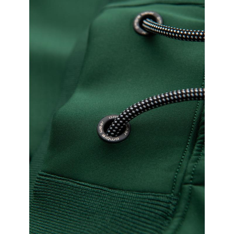 Pánske tepláky s rebrovanými manžetami a ozdobným zipsom - pieskové V6 OM-PASK-0226