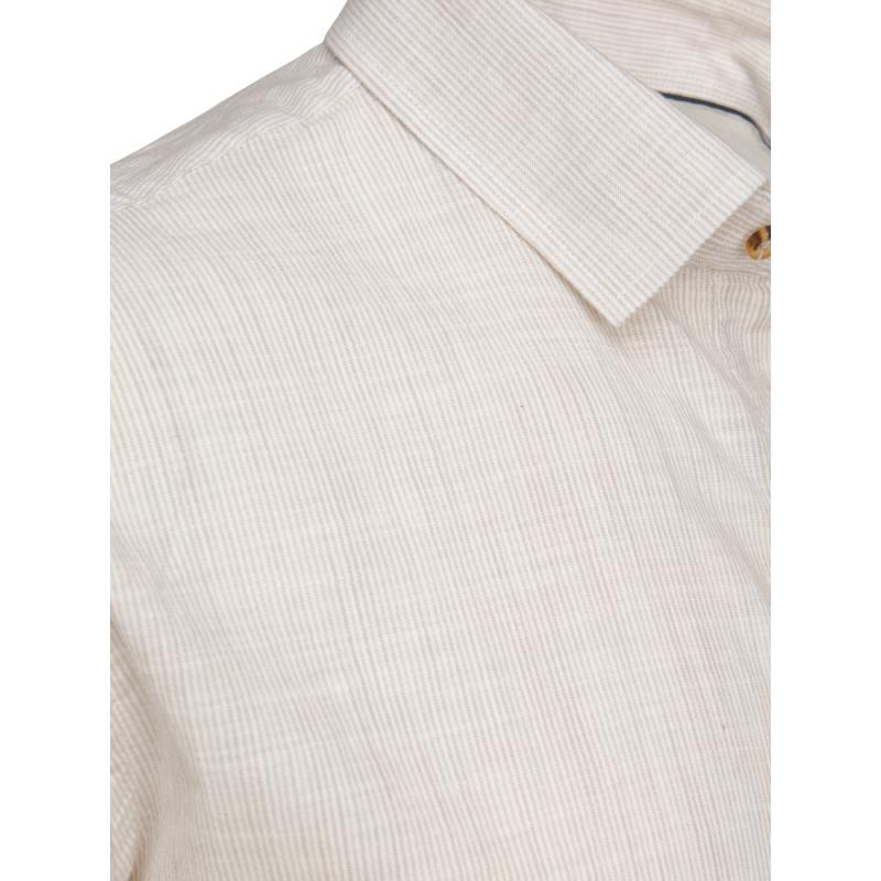 Pánska košeľa s jemnými prúžkami s dlhými rukávmi béžová