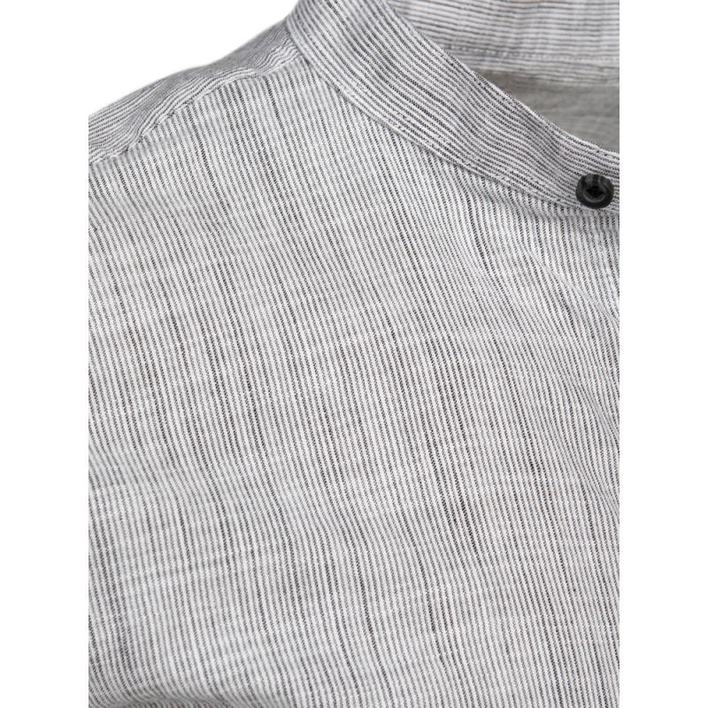 Pánska košeľa s golierom a dlhými rukávmi, sivá