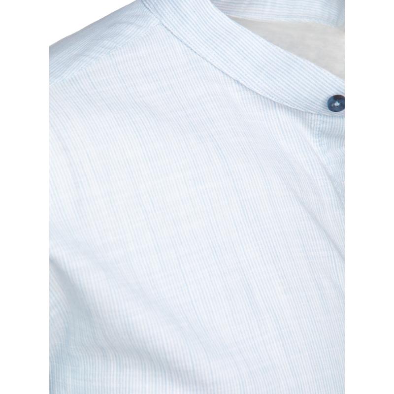 Pánska košeľa s golierom a dlhými rukávmi, modrá