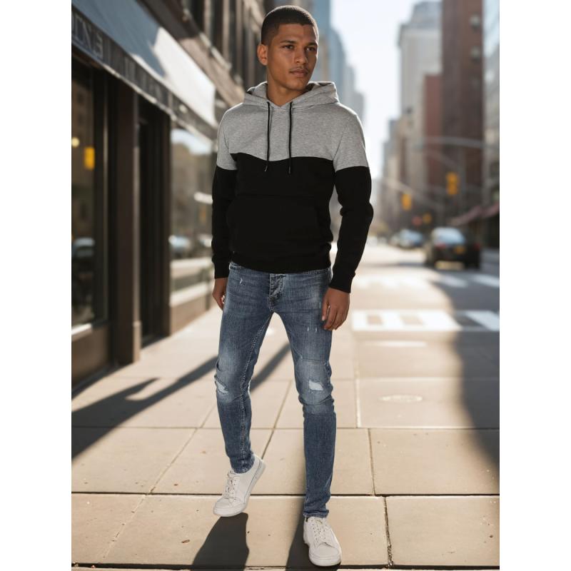 Pánská mikina basic s kapucí světle šedá