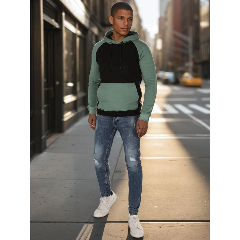 Férfi alap pulóver kapucnival, fekete