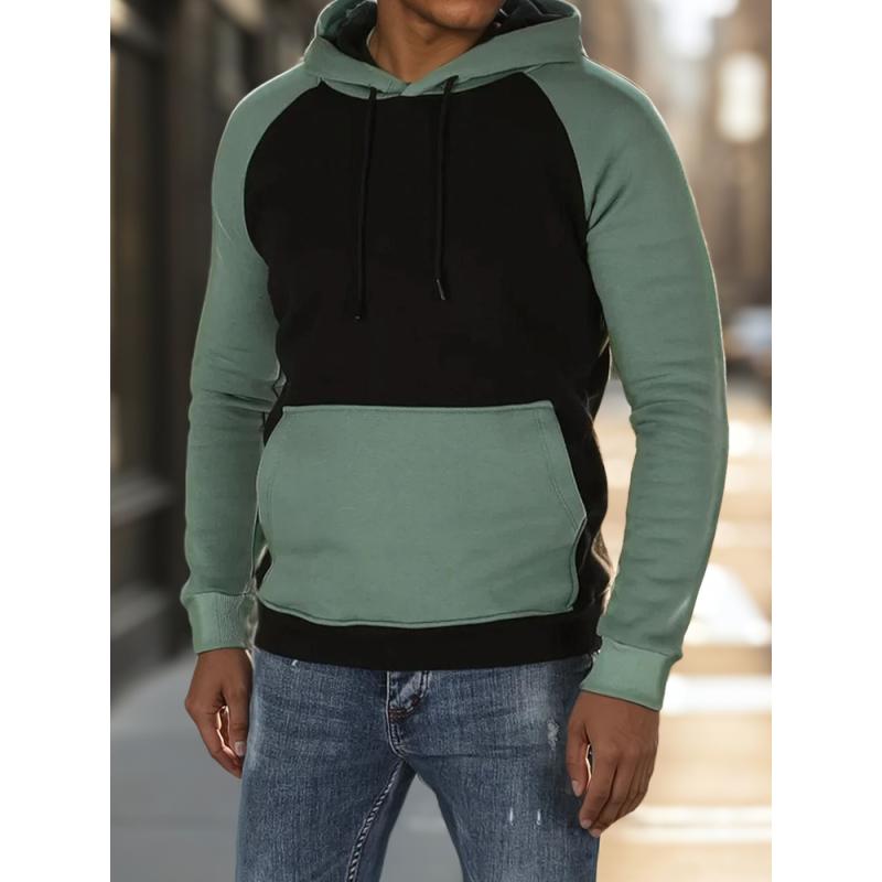 Férfi alap pulóver kapucnival, fekete