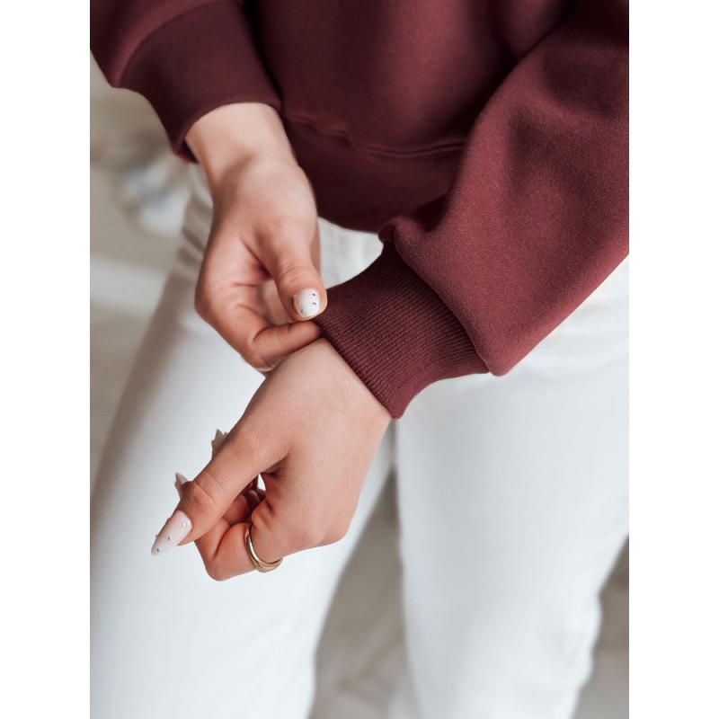 Női oversize pulóver SOFTRUS borvörös hímzéssel