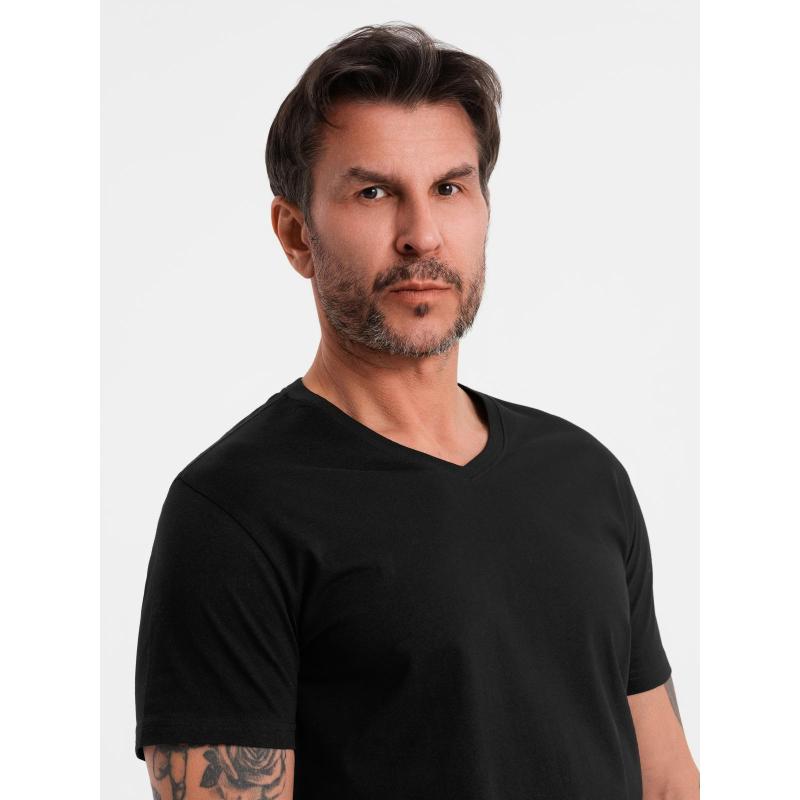 Pánske klasické bavlnené tričko BASIC s okrúhlym výstrihom – čierne V1 OM-TSBS-0237