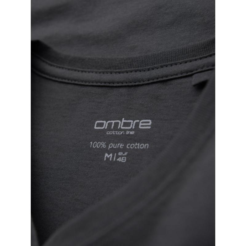 Pánske klasické bavlnené tričko BASIC s výstrihom do V - grafitové V3 OM-TSBS-0237