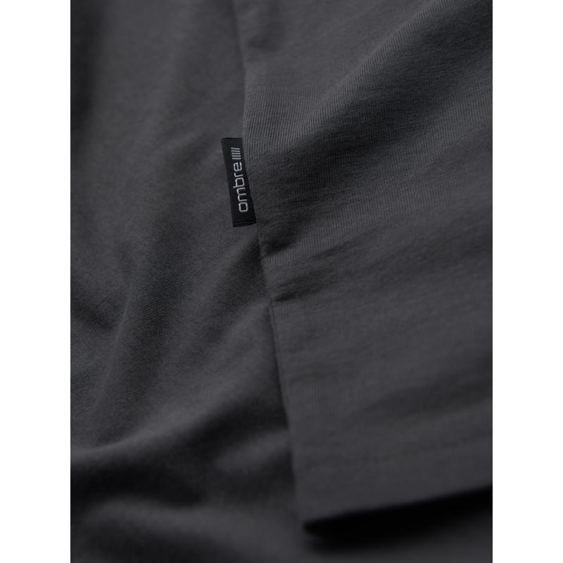 Pánske klasické bavlnené tričko BASIC s výstrihom do V - grafitové V3 OM-TSBS-0237