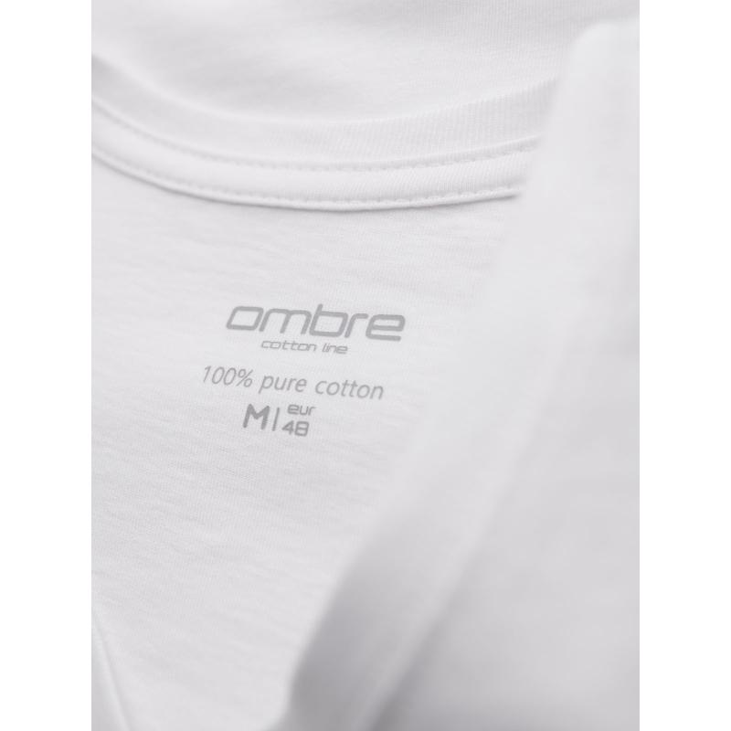 Pánské klasické bavlněné tričko BASIC s výstřihem do V - bílé V4 OM-TSBS-0237