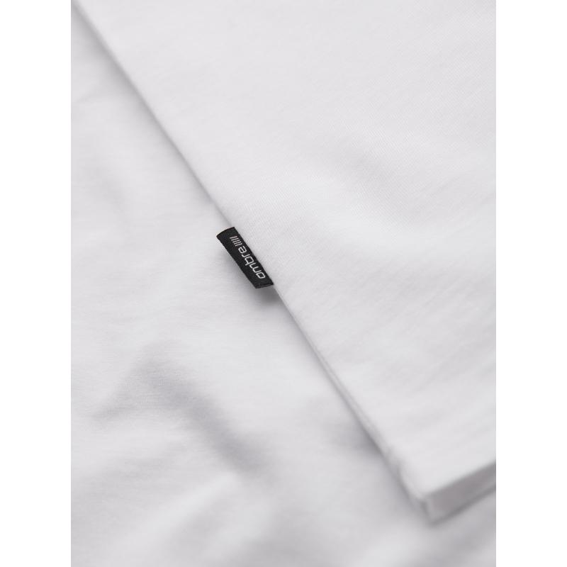 Pánské klasické bavlněné tričko BASIC s výstřihem do V - bílé V4 OM-TSBS-0237