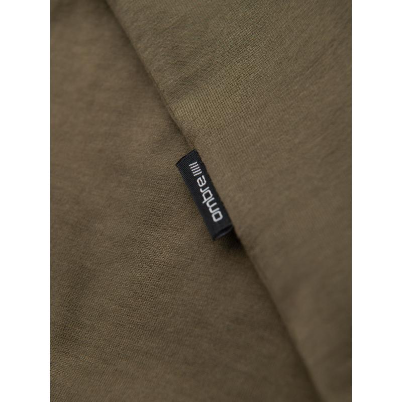 Pánske klasické bavlnené tričko BASIC s výstrihom do V - tmavo olivové V6 OM-TSBS-0237