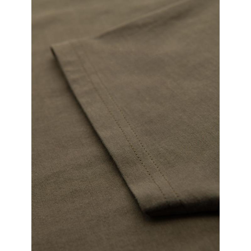 Pánske klasické bavlnené tričko BASIC s výstrihom do V - tmavo olivové V6 OM-TSBS-0237