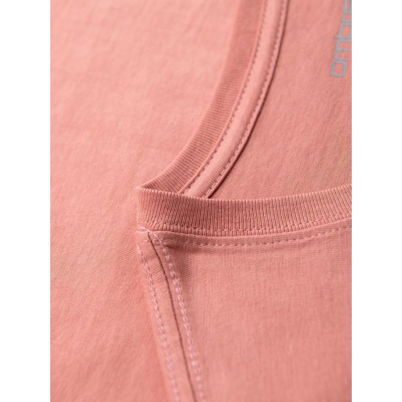 Pánske klasické bavlnené tričko BASIC s výstrihom do V – ružové V7 OM-TSBS-0237