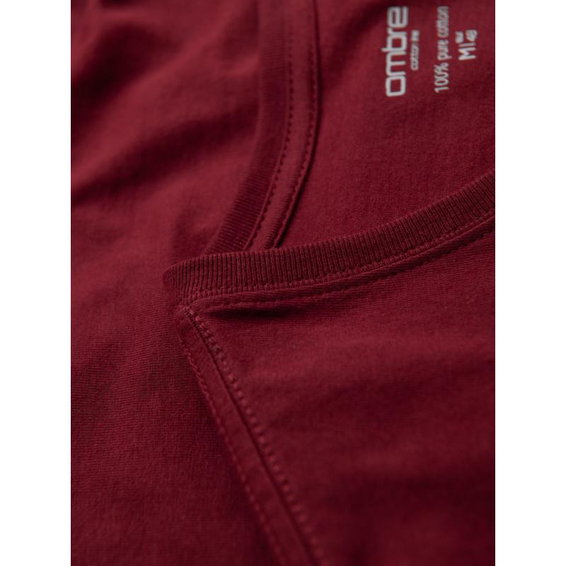 BASIC férfi pamut klasszikus póló V-nyakú - bordó V10 OM-TSBS-0237