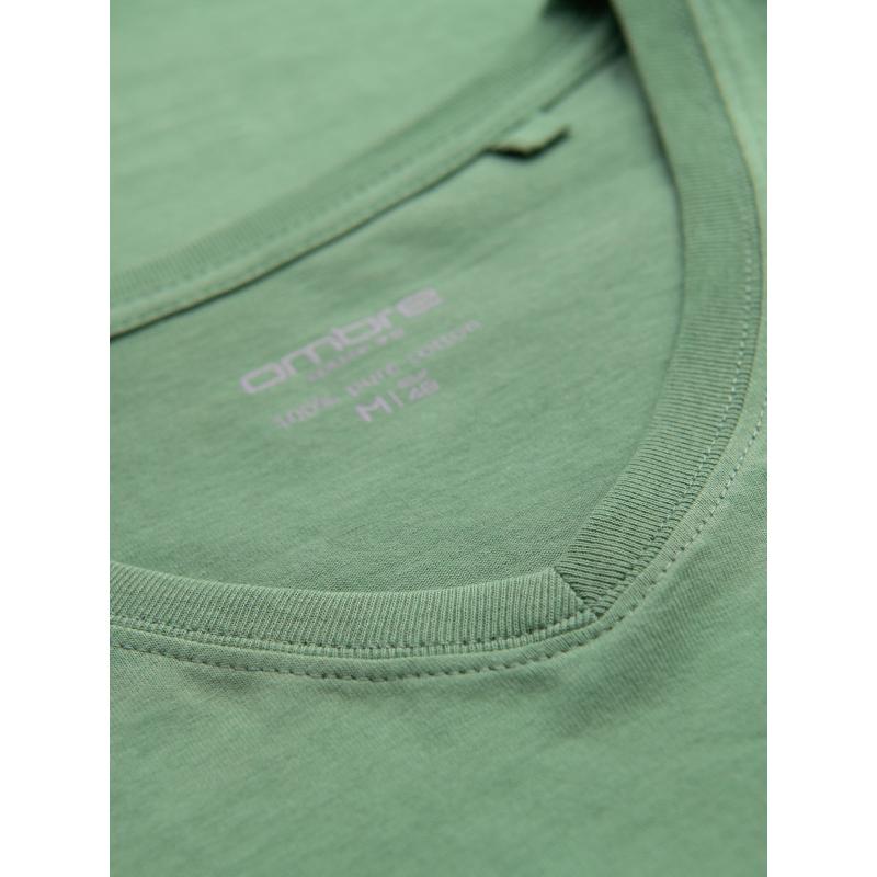 Pánské klasické bavlněné tričko BASIC s výstřihem do V – kaštanová V10 OM-TSBS-0145