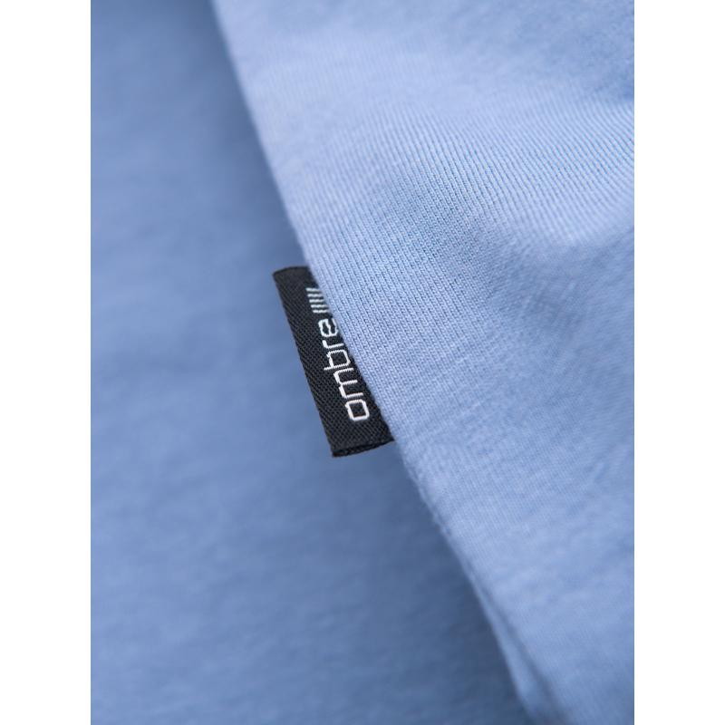 BASIC pánske klasické bavlnené tričko s výstrihom do V - modrá V20 OM-TSBS-0237