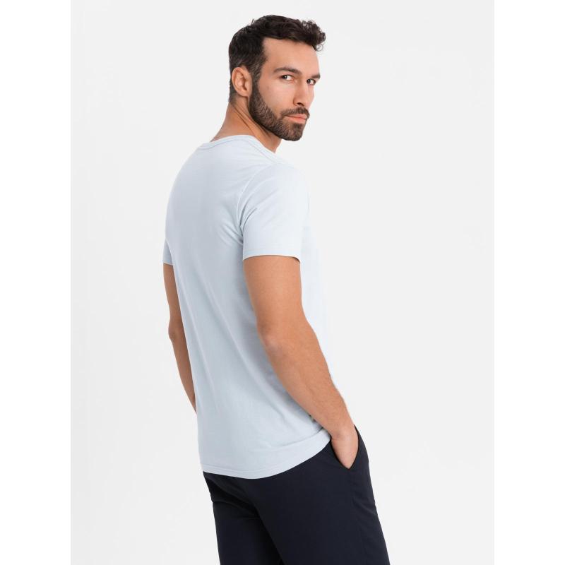 BASIC pánske klasické bavlnené tričko s okrúhlym výstrihom - svetlo šedé V23 OM-TSBS-0237