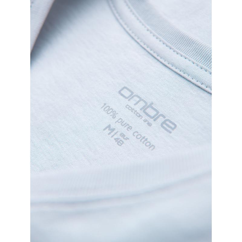 BASIC pánske klasické bavlnené tričko s okrúhlym výstrihom - svetlo šedé V23 OM-TSBS-0237