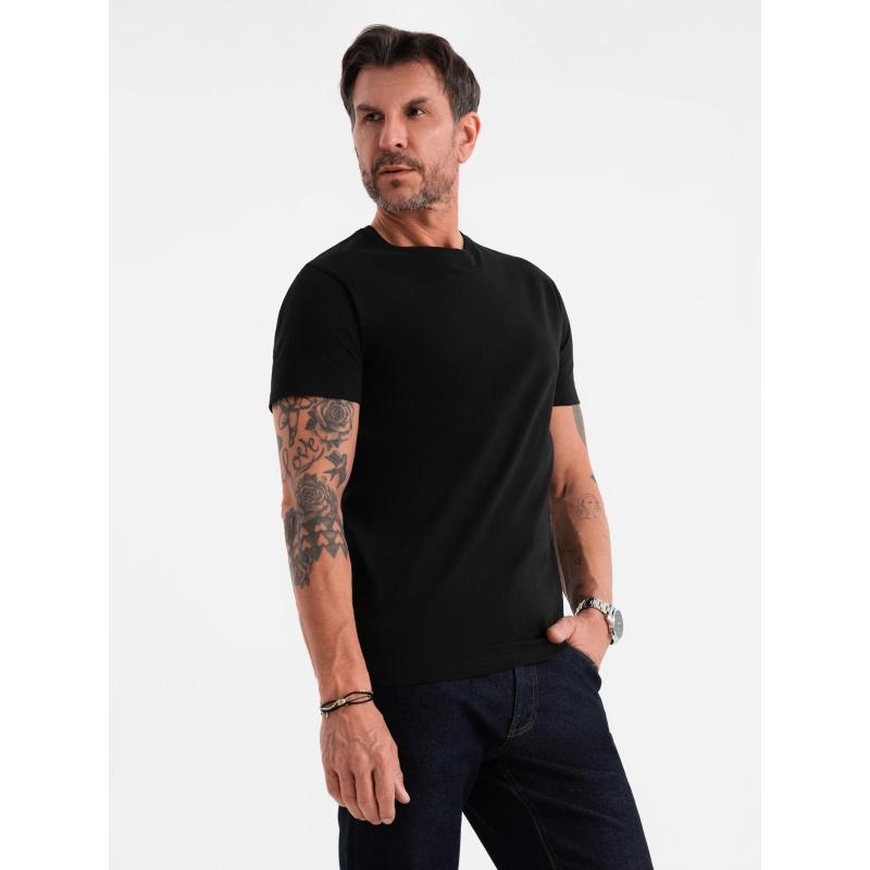Klasické pánské bavlněné tričko BASIC – černé V1 OM-TSBS-0236