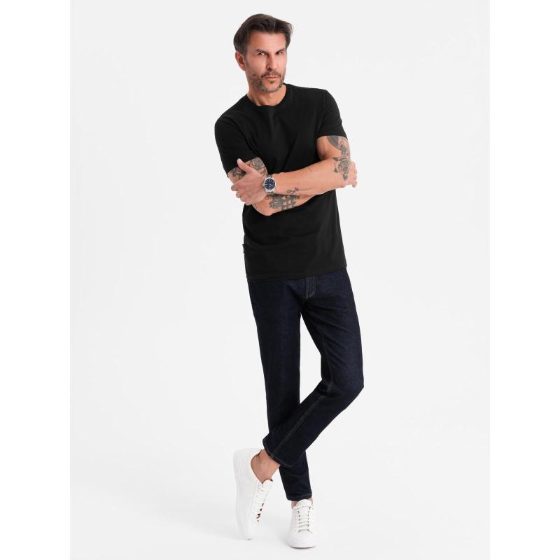 Klasické pánské bavlněné tričko BASIC – černé V1 OM-TSBS-0236