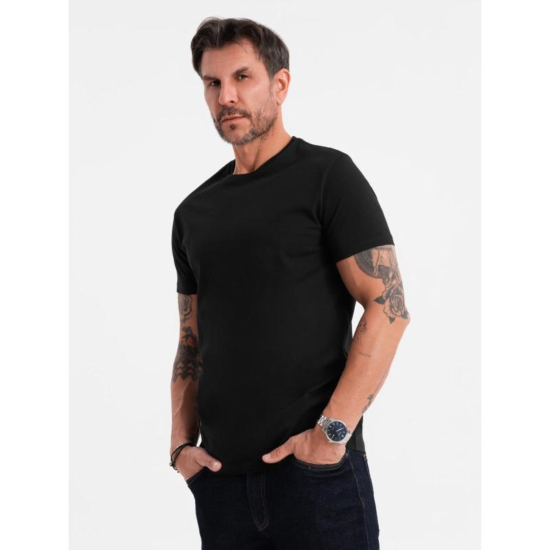 Klasické pánské bavlněné tričko BASIC – černé V1 OM-TSBS-0236