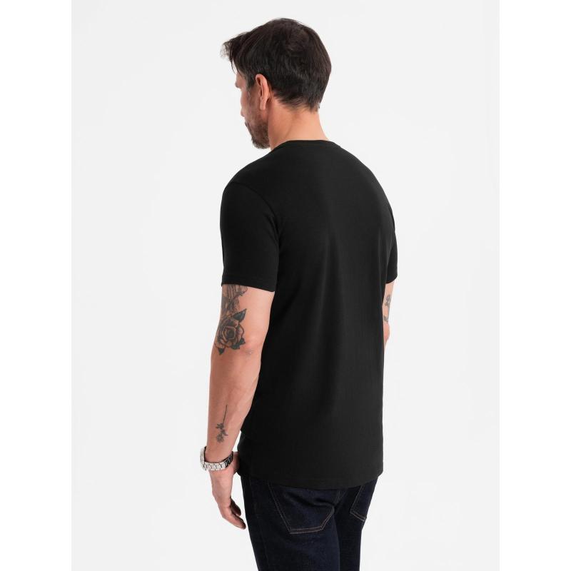Klasické pánské bavlněné tričko BASIC – černé V1 OM-TSBS-0236