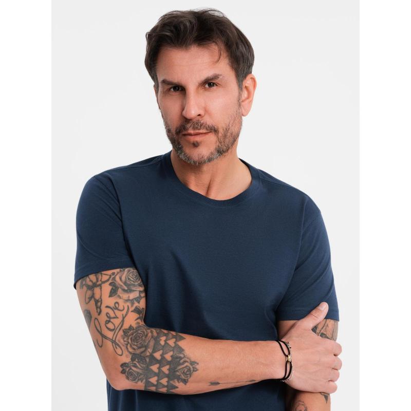 Klasické pánské bavlněné tričko BASIC – tmavě modré V2 OM-TSBS-0236