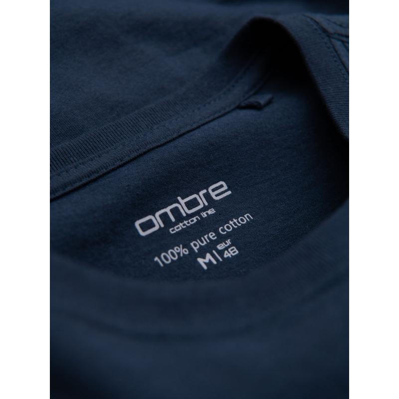 Klasické pánské bavlněné tričko BASIC – tmavě modré V2 OM-TSBS-0236
