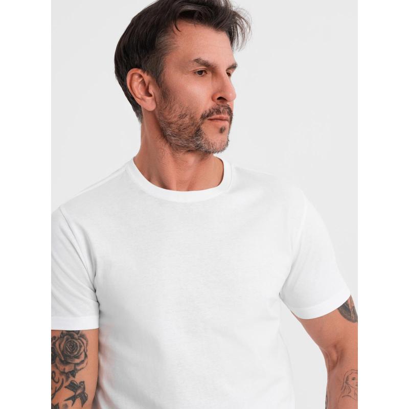 Pánské klasické bavlněné tričko BASIC – bílé V4 OM-TSBS-0236