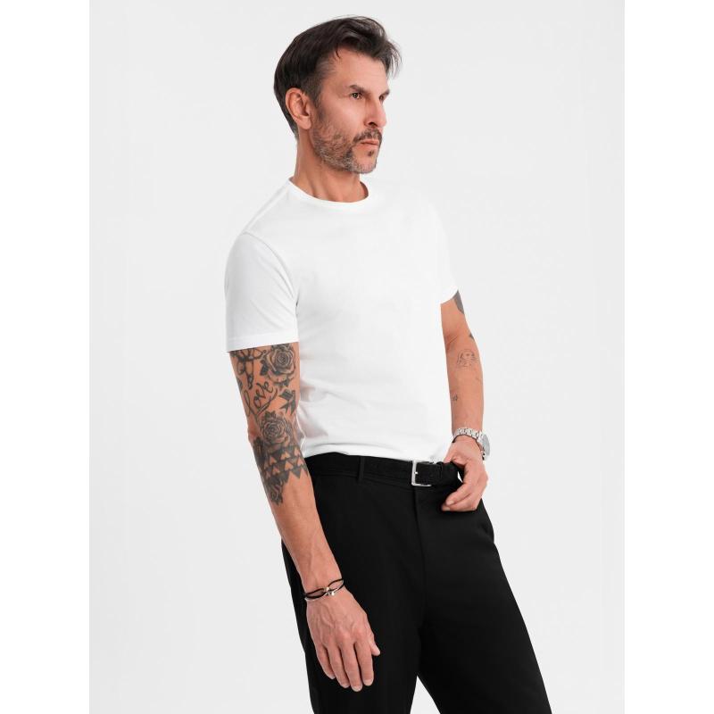 Pánské klasické bavlněné tričko BASIC – bílé V4 OM-TSBS-0236