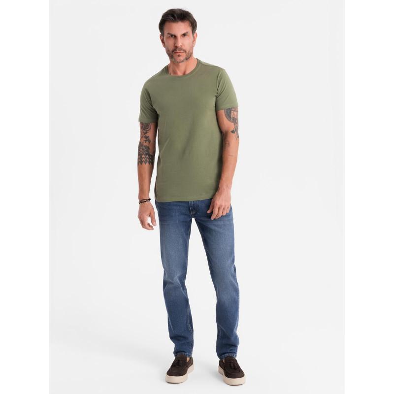 Pánske klasické bavlnené tričko BASIC – khaki V6 OM-TSBS-0236
