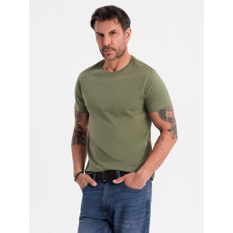 Pánske klasické bavlnené tričko BASIC – khaki V6 OM-TSBS-0236