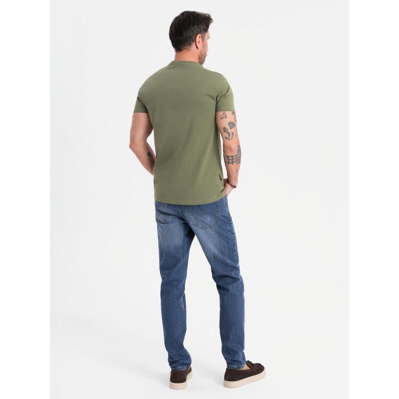 Pánske klasické bavlnené tričko BASIC – khaki V6 OM-TSBS-0236