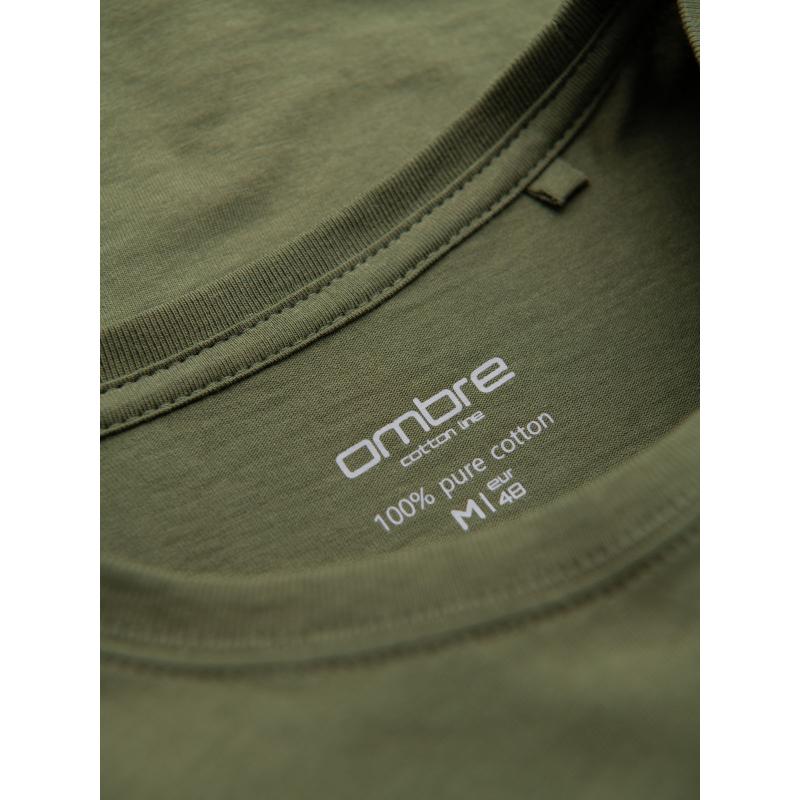 Pánske klasické bavlnené tričko BASIC – khaki V6 OM-TSBS-0236