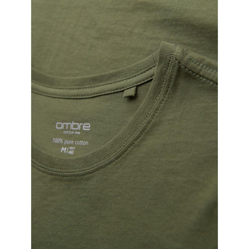 Pánske klasické bavlnené tričko BASIC – khaki V6 OM-TSBS-0236