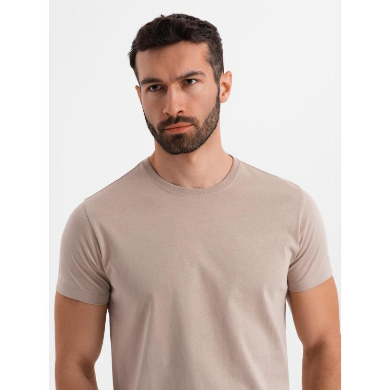 Klasszikus BASIC férfi pamut póló - homok V11 OM-TSBS-0236