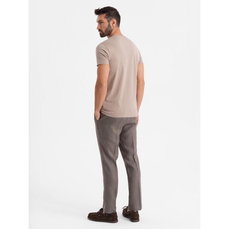 Klasszikus BASIC férfi pamut póló - homok V11 OM-TSBS-0236