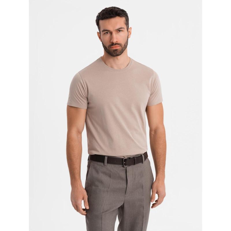 Klasszikus BASIC férfi pamut póló - homok V11 OM-TSBS-0236