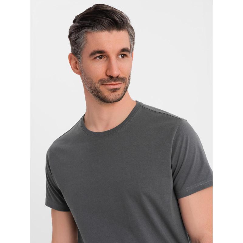 Pánske klasické bavlnené tričko BASIC - grafitové V15 OM-TSBS-0236