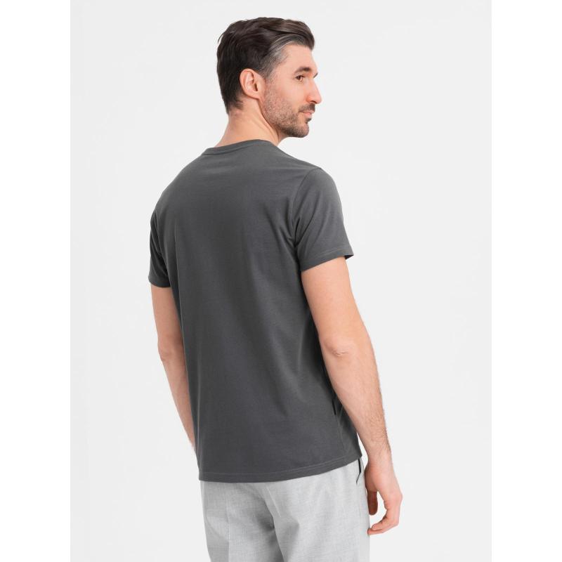 Pánske klasické bavlnené tričko BASIC - grafitové V15 OM-TSBS-0236